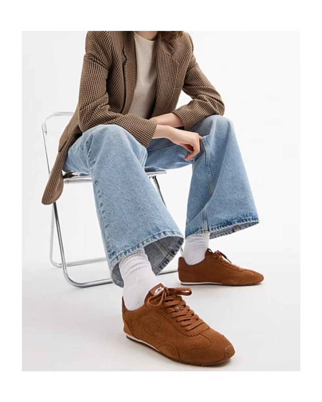 COACH Brown Lace-Up Suede Sneakers