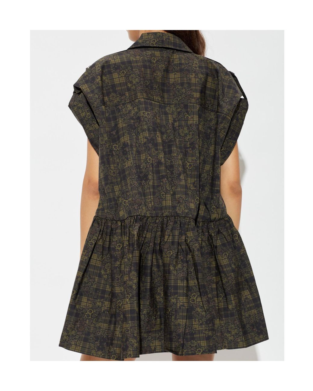 Ganni Black Floral Print Mini Dress