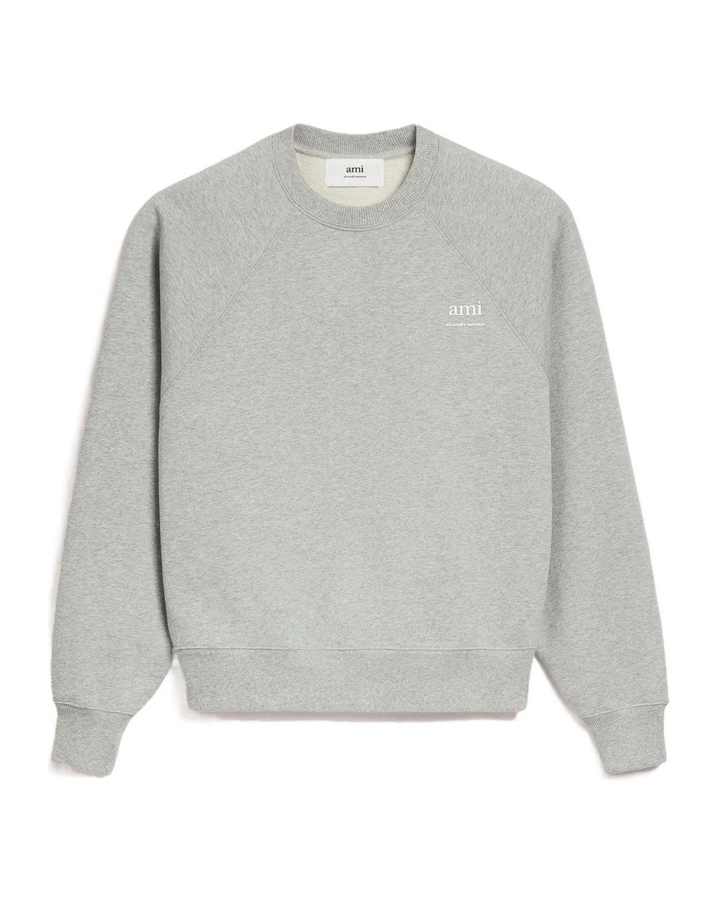 AMI Gray Logo Detailed Crewneck Sweatshirt for men