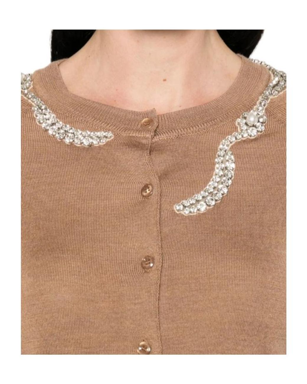 Simone Rocha Brown Crew Neck Long-Sleeved Sweater