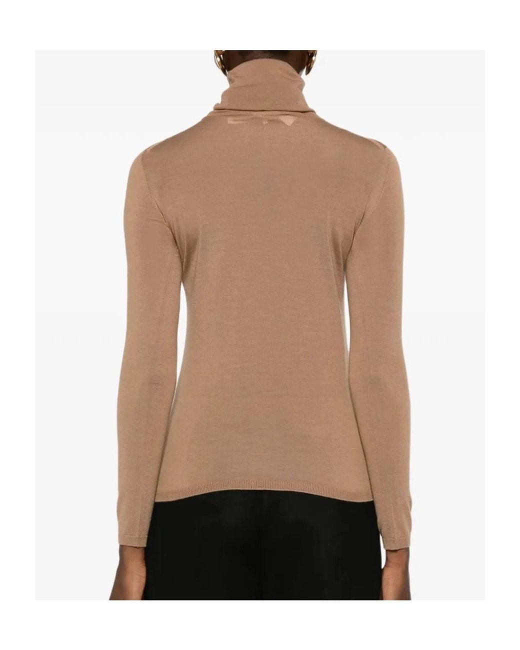 Max Mara Brown Roll-Neck Long-Sleeve Sweater