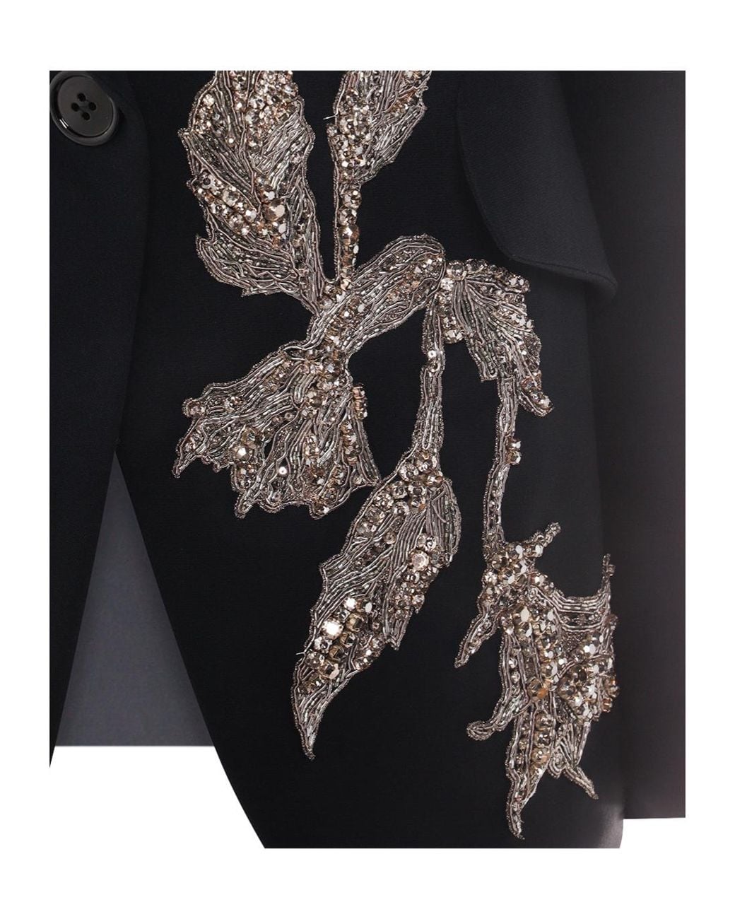McQueen Black Single Breasted Embellished Blazer