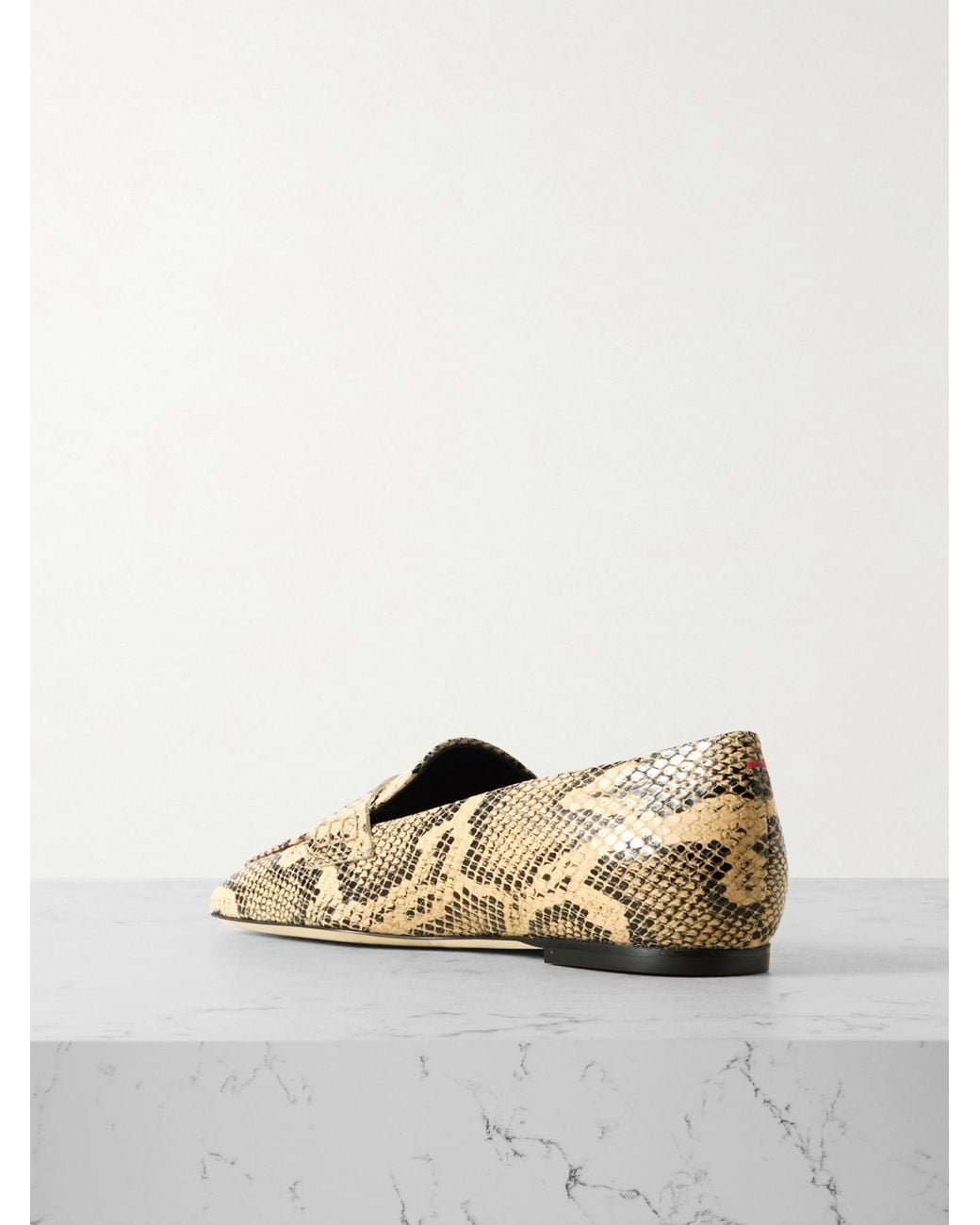 Aeyde Brown Tom Snake-Effect Leather Loafers