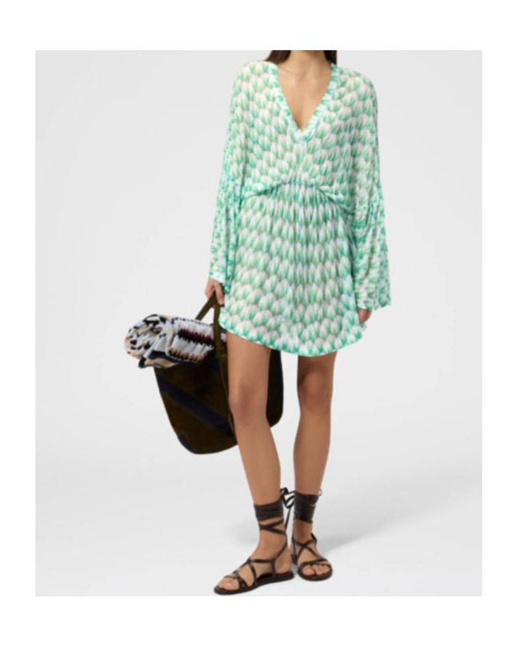 Missoni Blue Flared-Sleeve Mini Dress