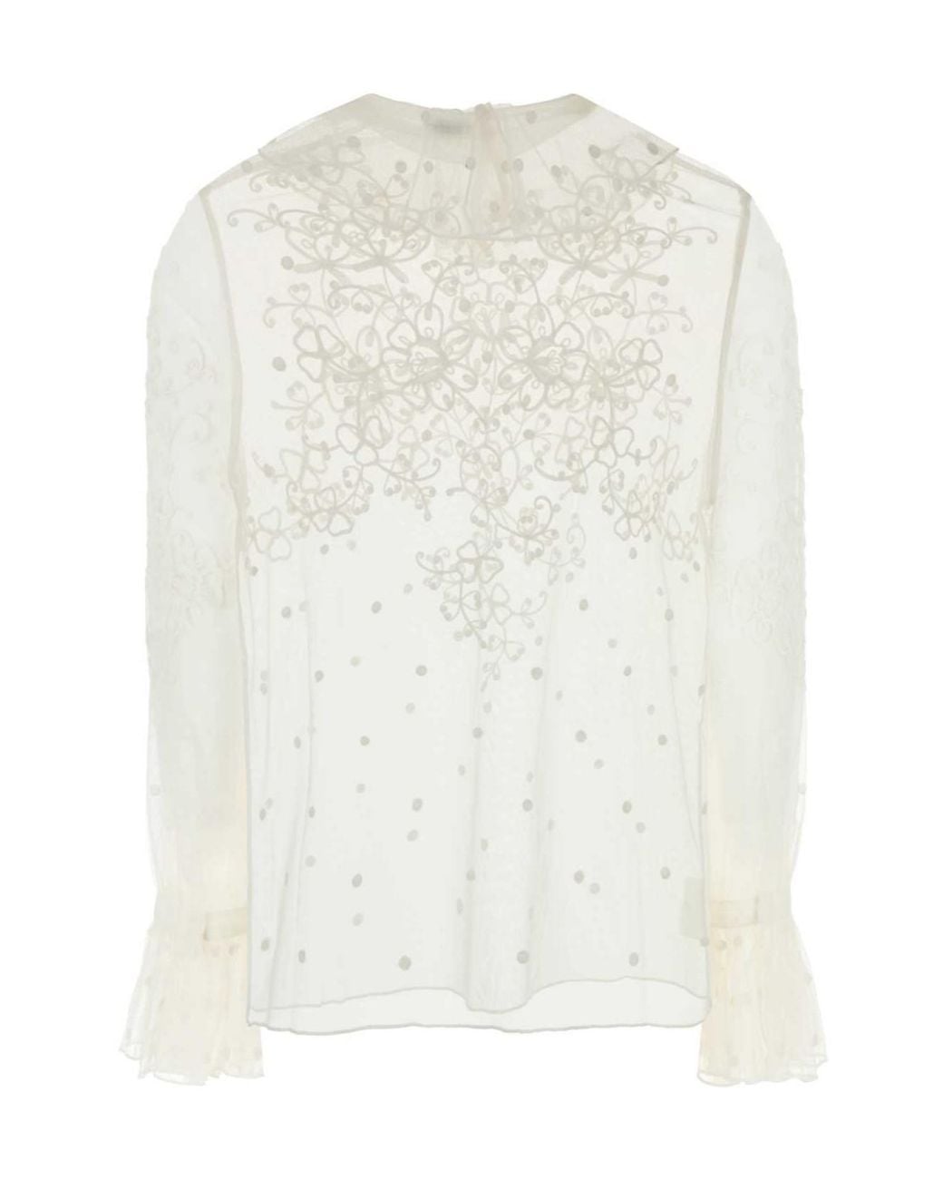 Bode White Middlemist Embroidered Top