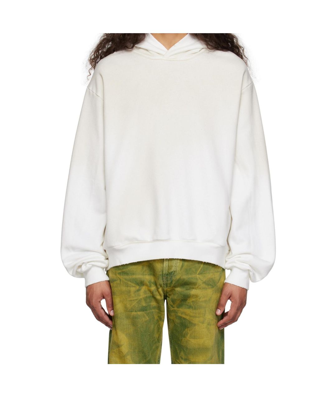 Acne White Logo Printed Long-Sleeved Hoodie for men