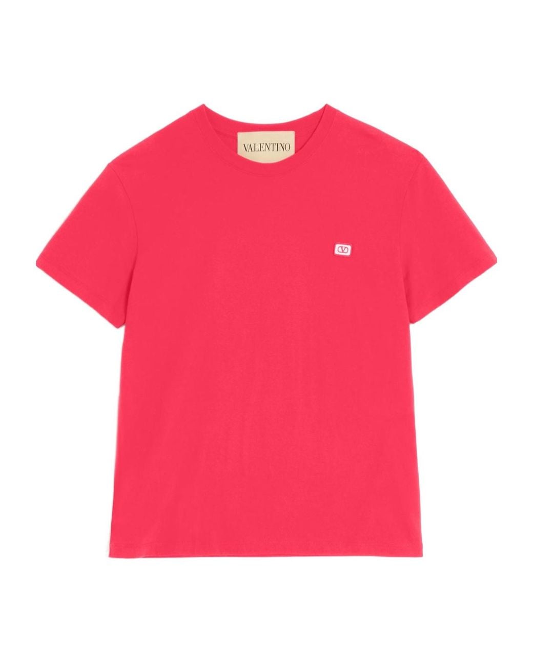 Valentino Pink Vlogo Embroidered Crewneck T-Shirt for men