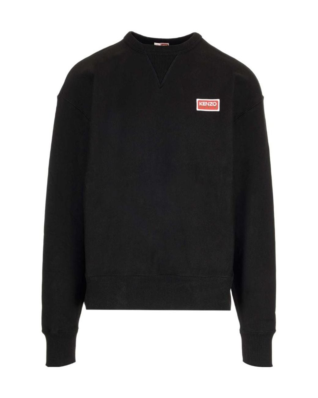 KENZO Black Logo-Patch Crewneck Sweatshirt for men
