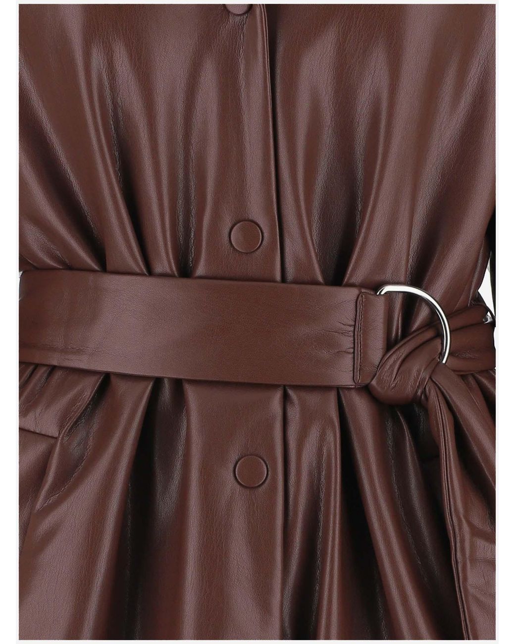 Nanushka Brown Belted Faux-Leather Blazer