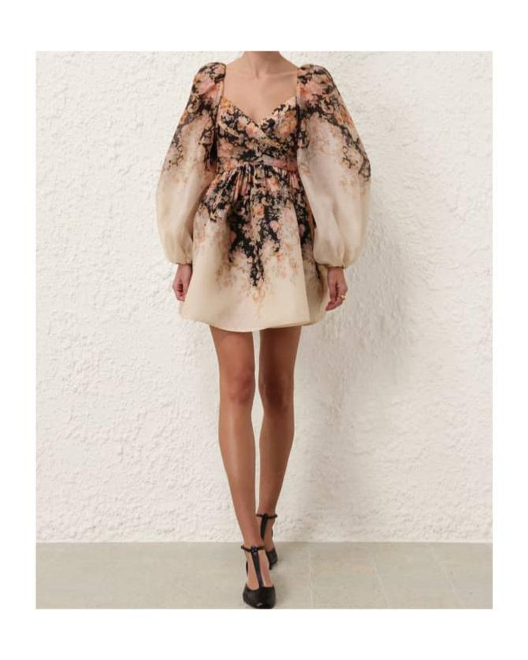 Zimmermann Natural Illustration Drapped Mini Dress