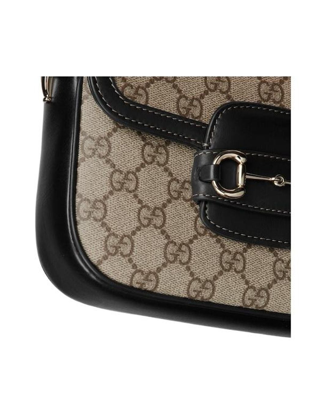 Gucci Black Horsebit 1955 Soft Small Shoulder Bag, Gg Canvas