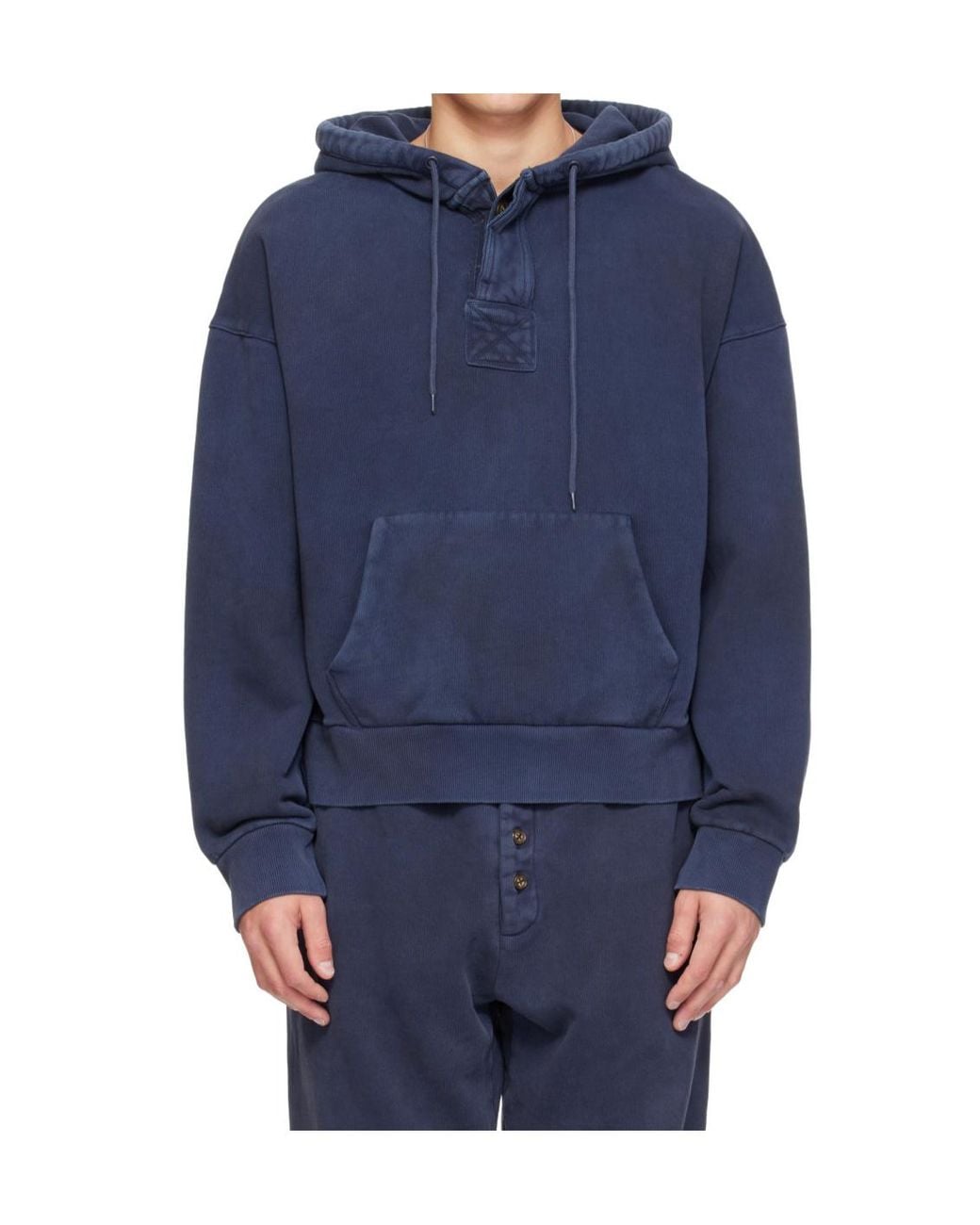 Entire studios Blue Distressed Hooded Sweatshirt for men
