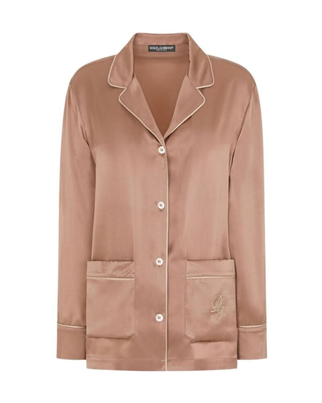 Dolce & Gabbana Brown Buttoned Long-Sleeved Pajama Shirt
