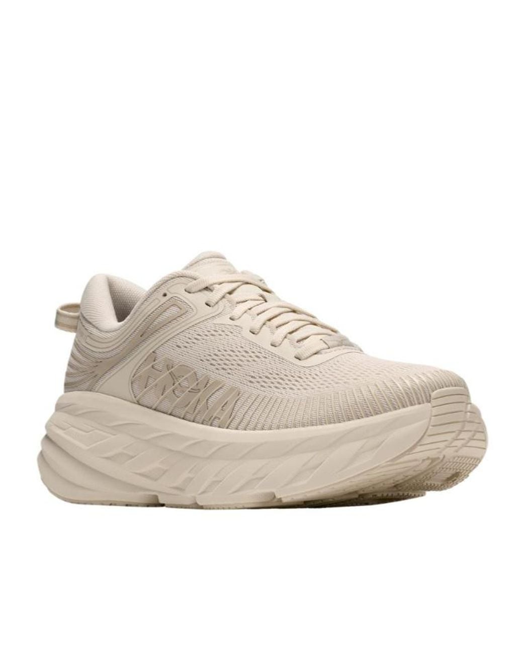 Hoka One One Gray Bondi 7 Panelled Low-Top Sneakers