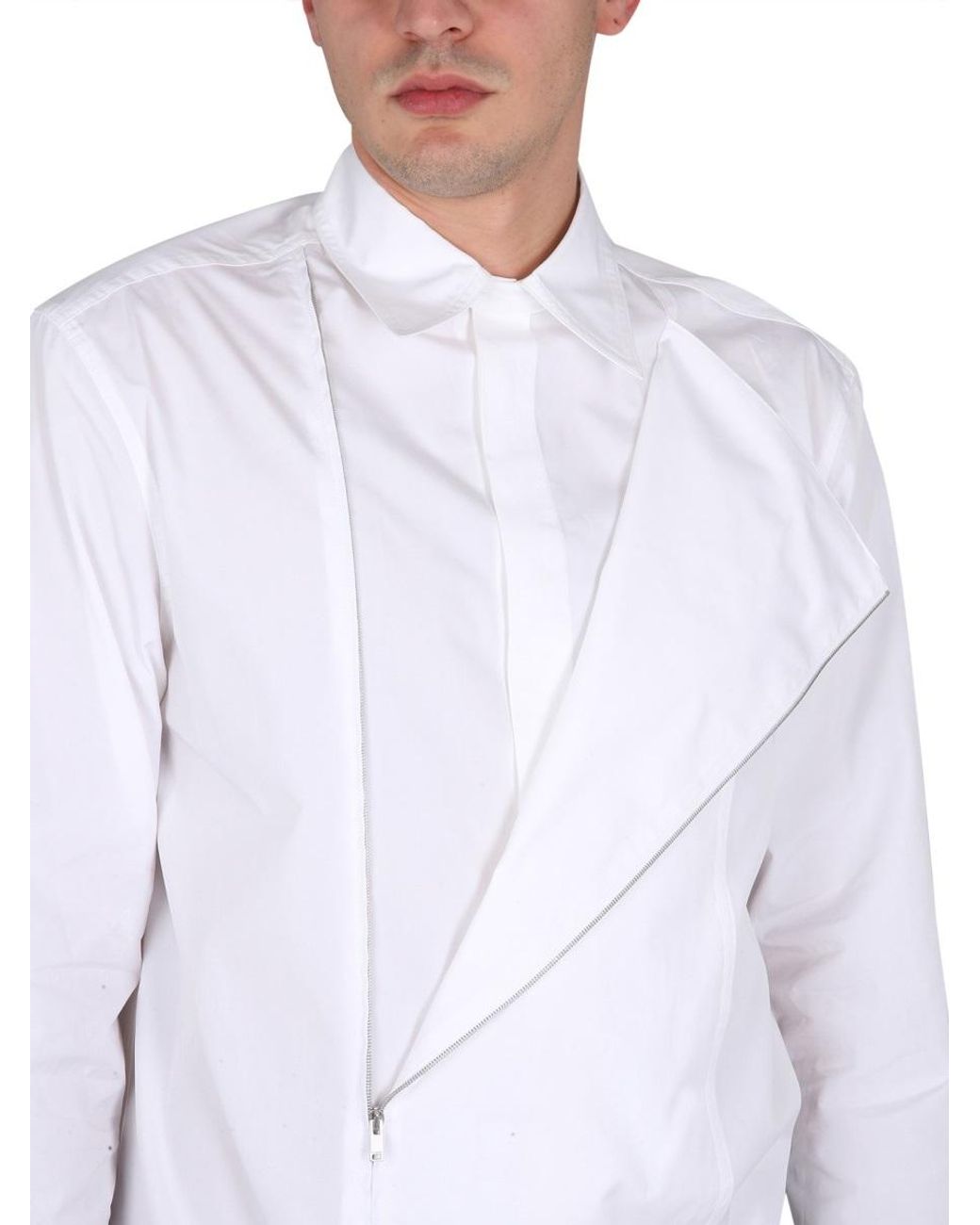 Jil Sander White Zipped Long-Sleeved Shirt for men