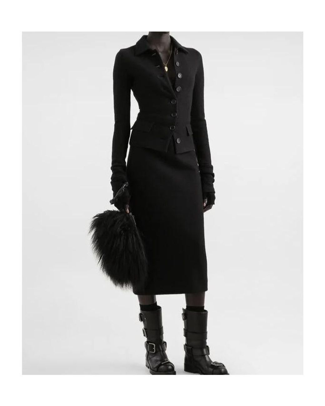 Dolce & Gabbana Black Virgin Wool Midi Skirt