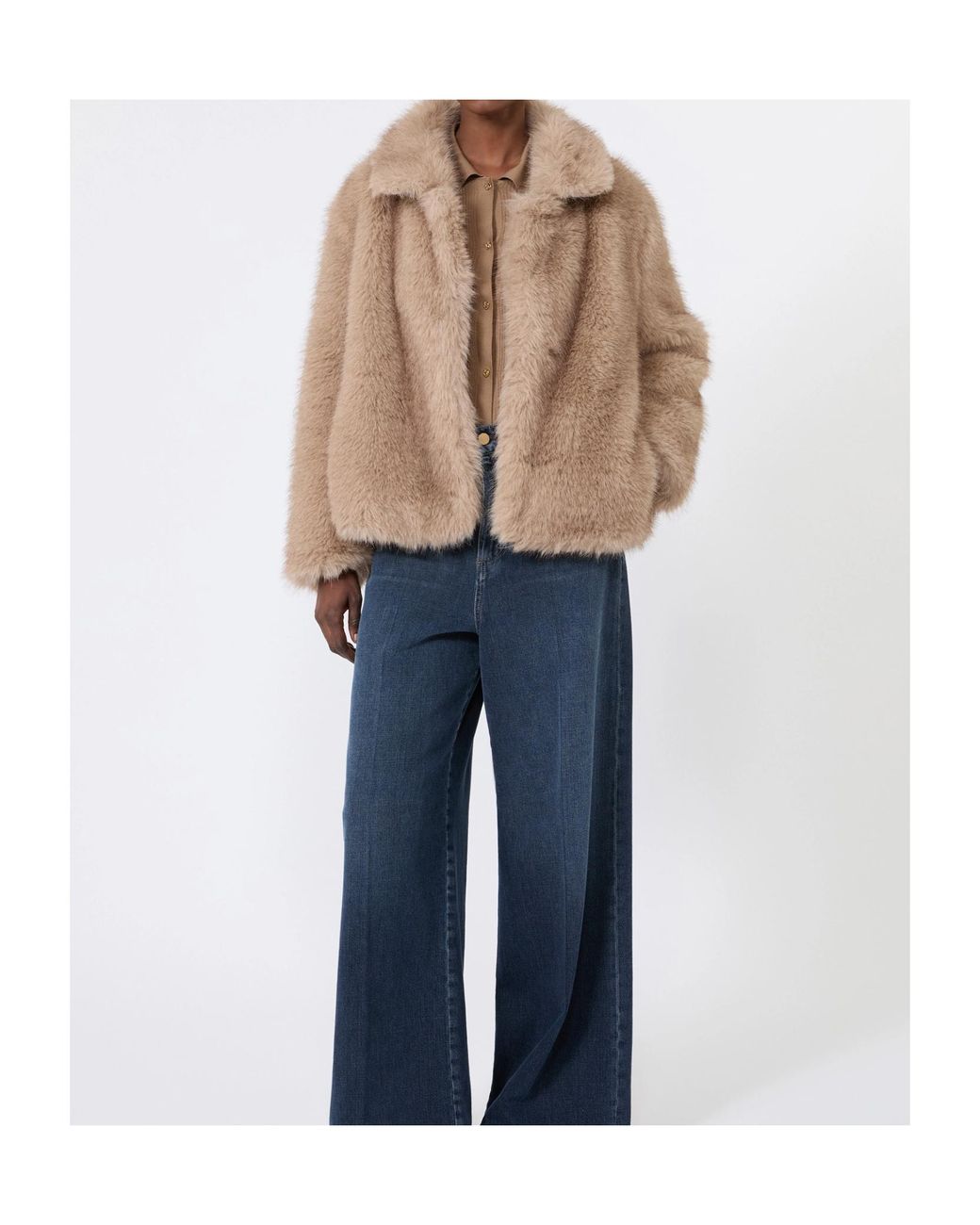 Max Mara Brown Faux Fur Short Coat