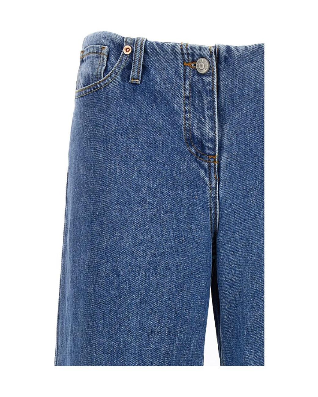 Magda Butrym Blue Ultra Low Waist Wide Leg Denim Jeans