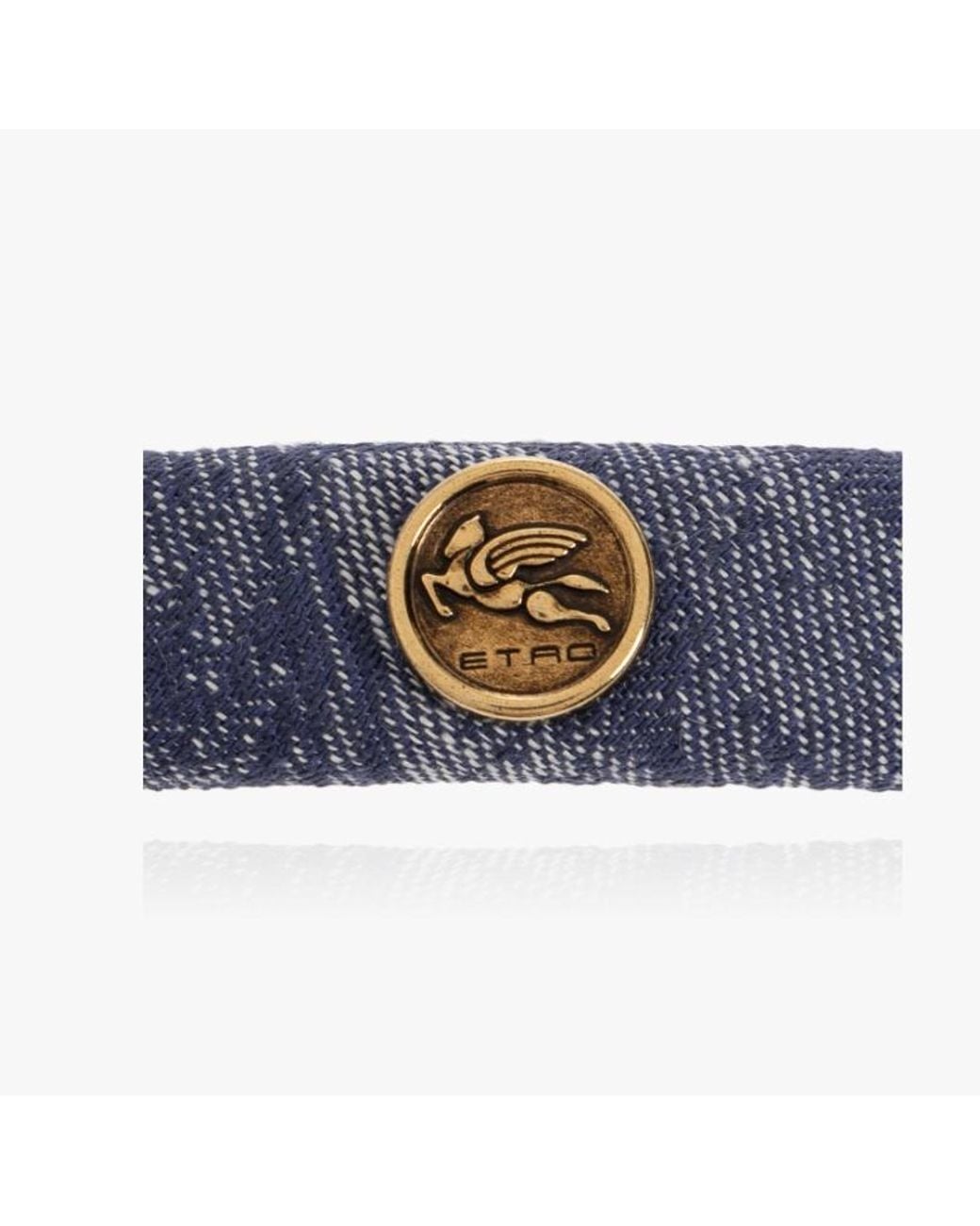 Etro Blue Logo Barrette Hair Clip