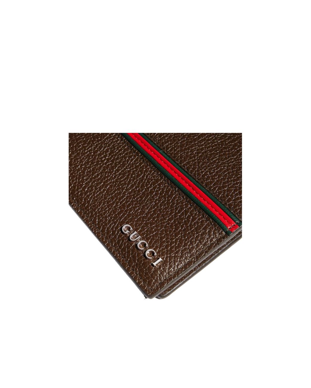 Gucci Brown Bi-Fold Coin Wallet With Web for men