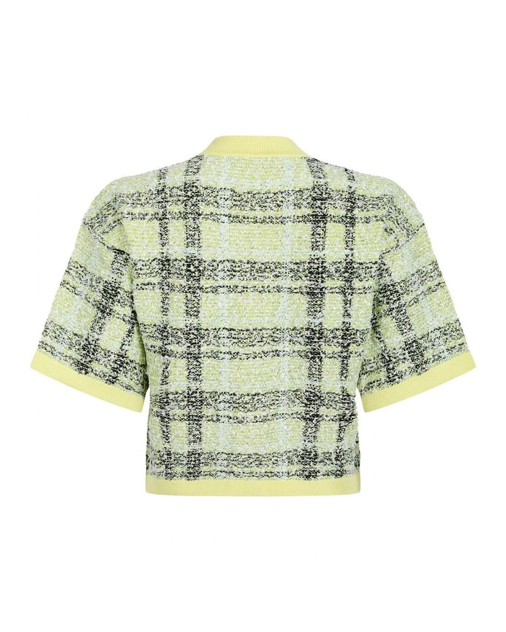 Balmain Green Buttoned Check Tweed Cardigan