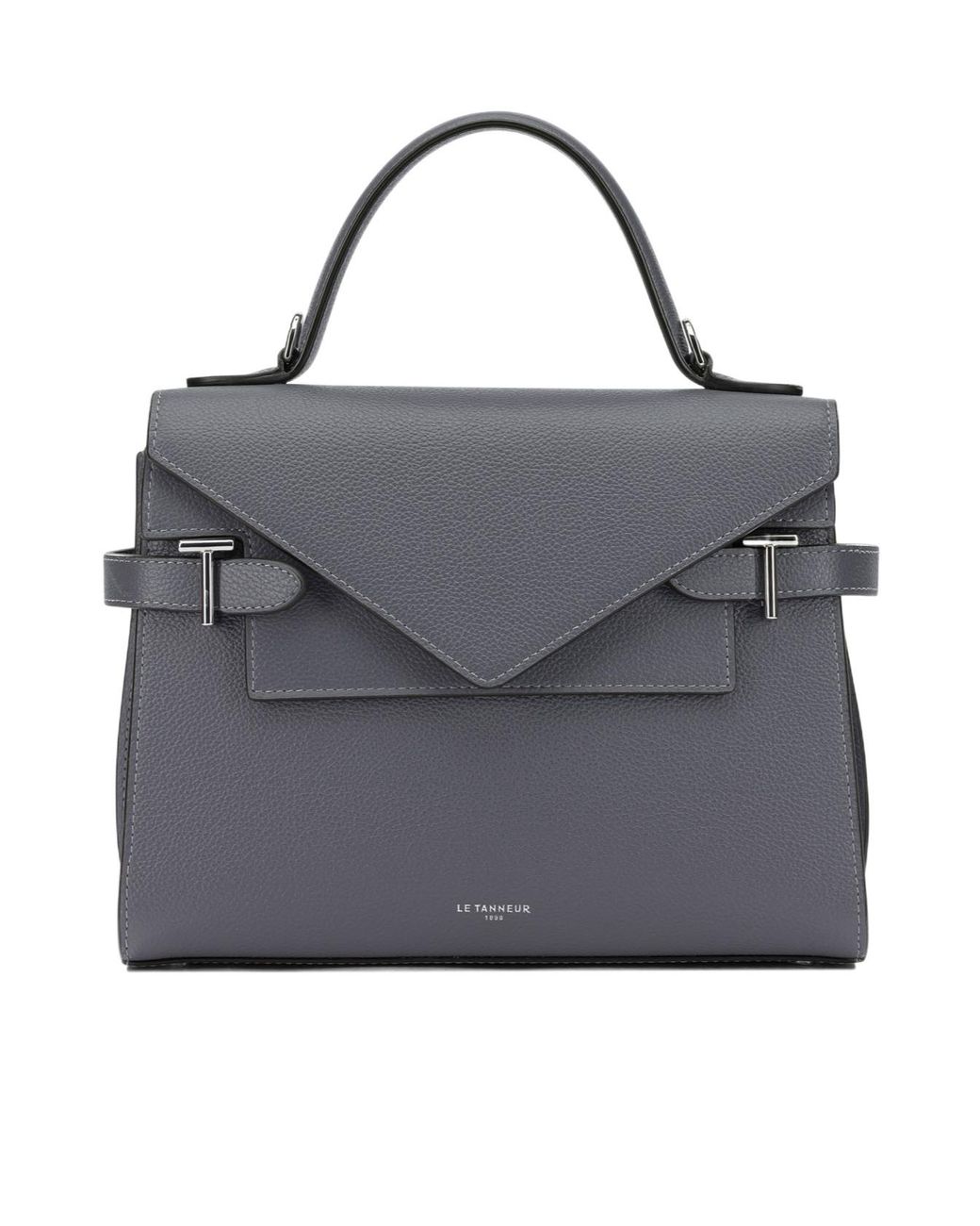 Le Tanneur Gray Structured Flap Shoulder Bag