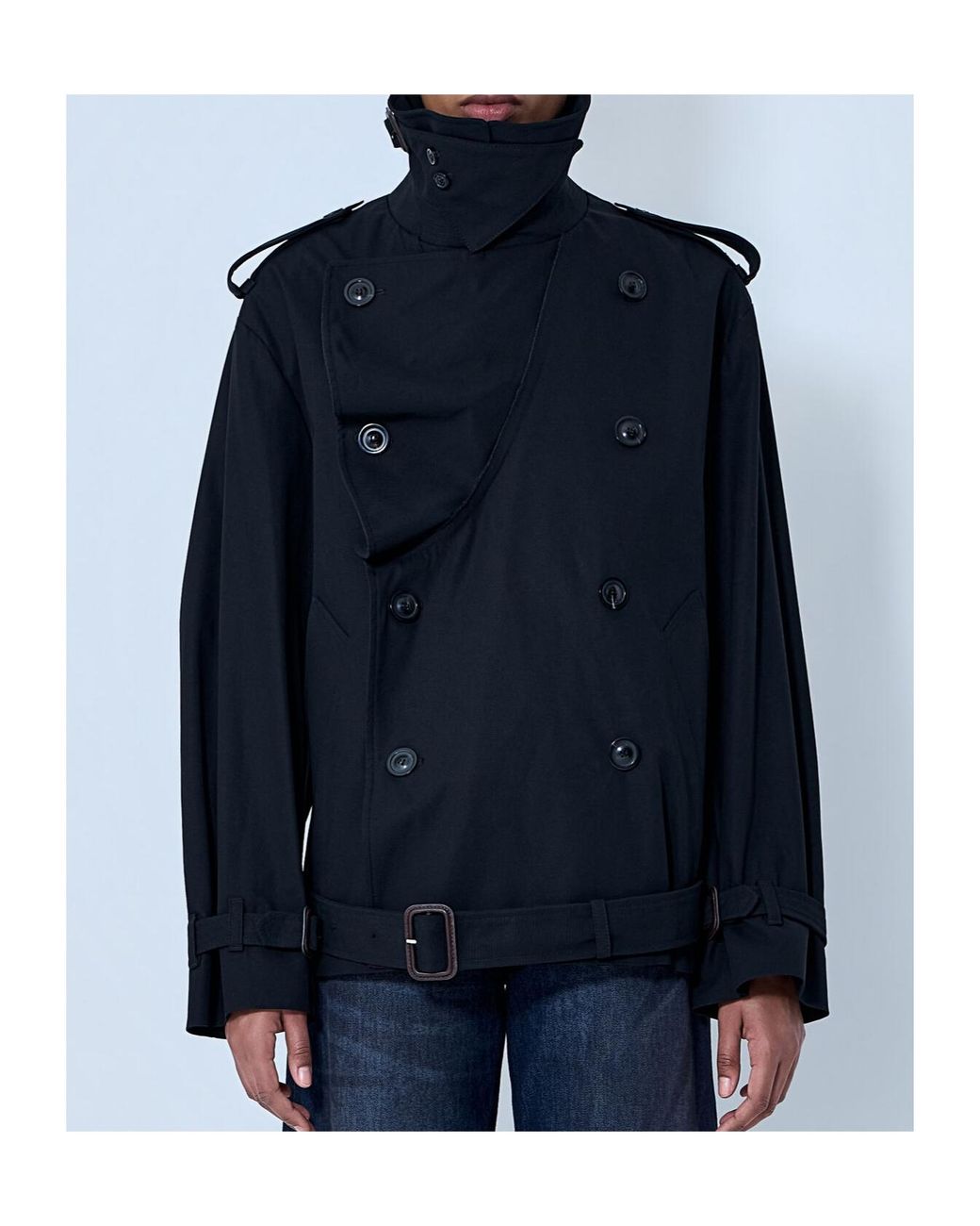 Maison Margiela Black Double-Breasted Cropped Caban