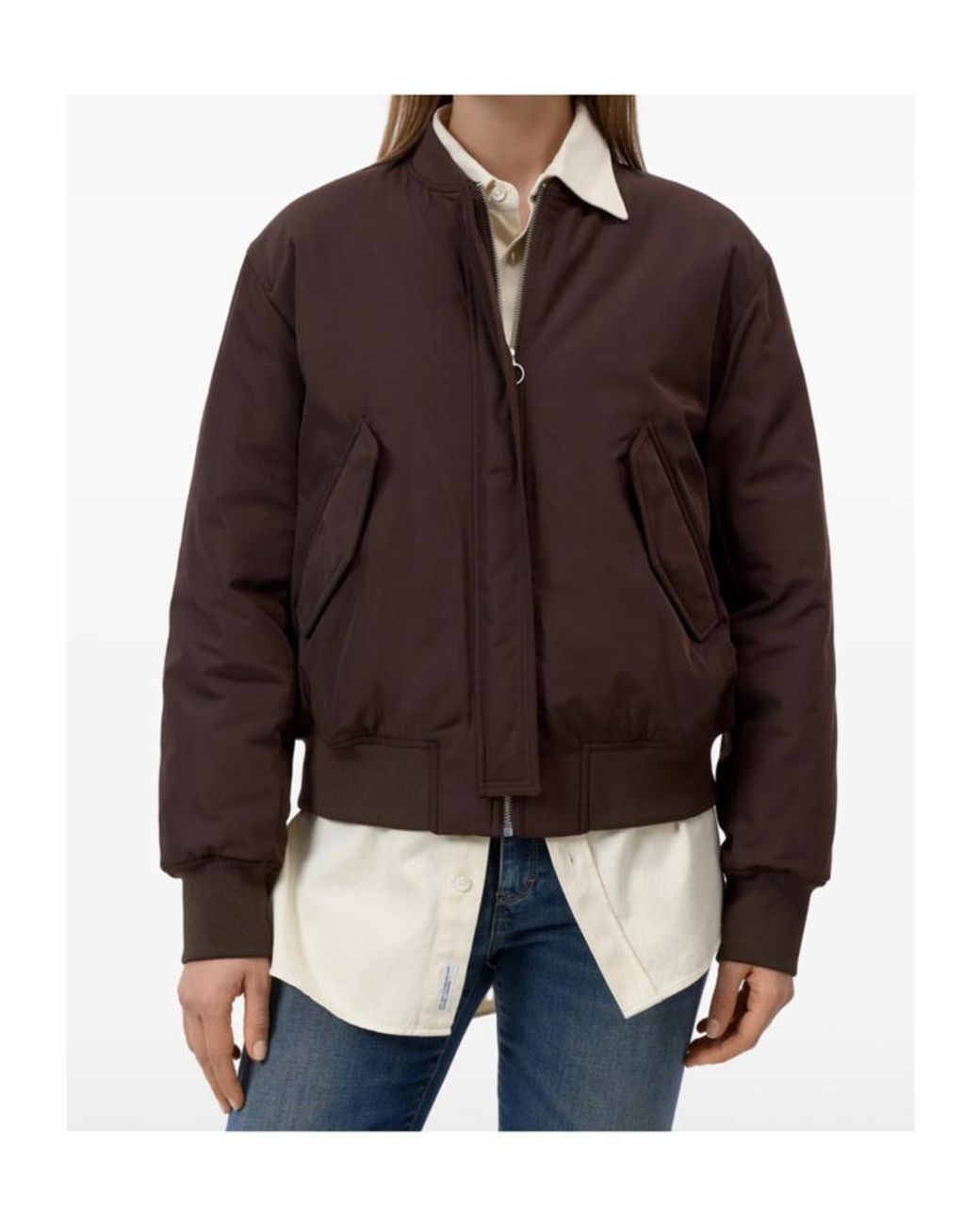 Closed Brown Logo-Patch Bomber Jacket