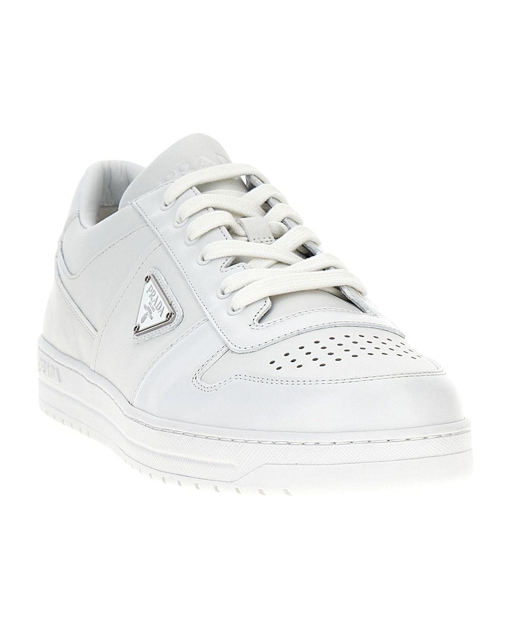 Prada White Downtown Lace-Up Sneakers for men