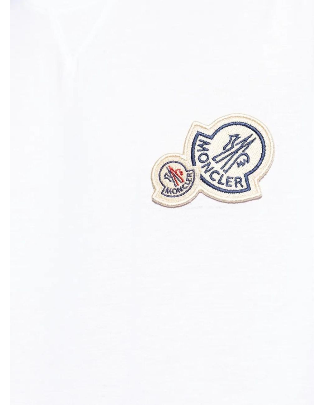 Moncler White Logo Patch Crewneck T-Shirt for men