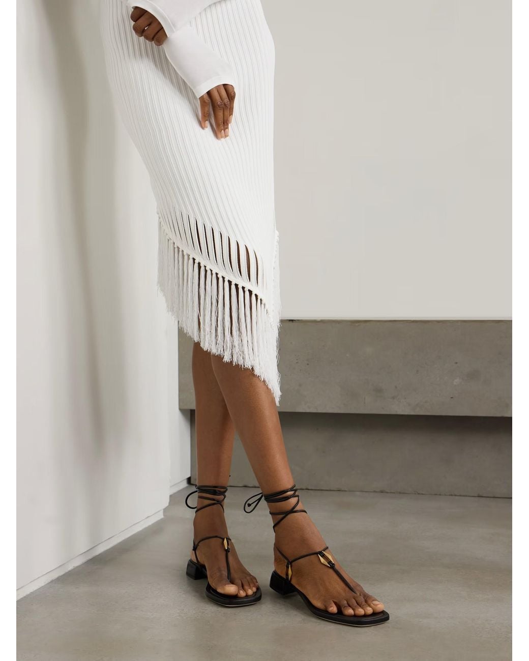Jimmy Choo White Onyxia Embellished Leather Sandals