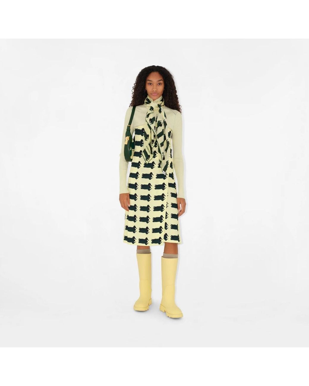 Burberry Green Scarf-Detailed Knit Jumper