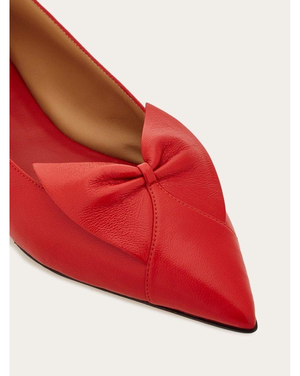 Ferragamo Red Bow Ballet Flat