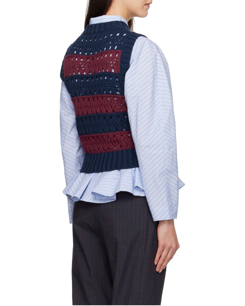 Ganni Blue Striped Knitted Vest