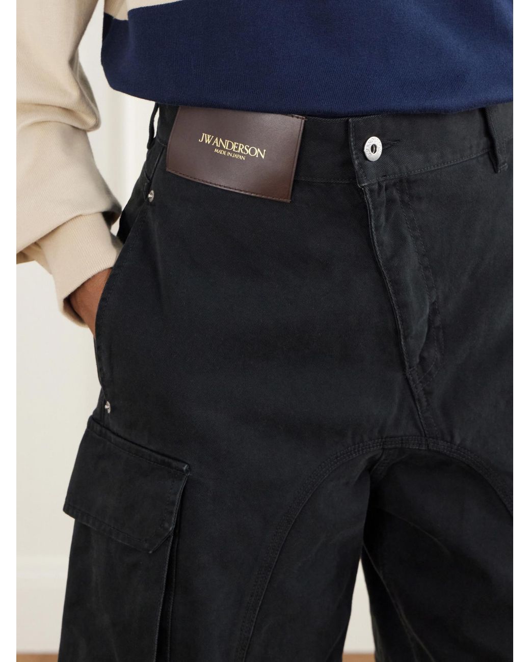 J.W. Anderson Black Twisted Patch Pocket Cotton-Twill Shorts
