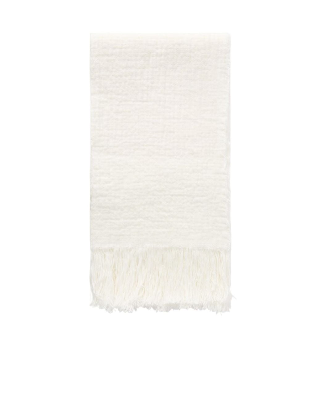 The Row White Kastel Fringed Crinkled-Linen Scarf
