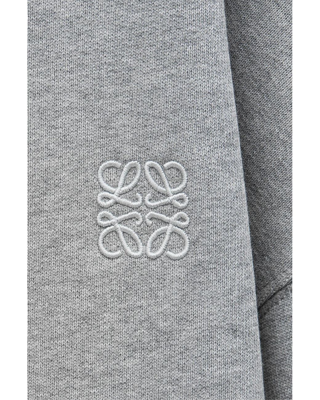 Loewe Gray Leather Tassel Hoodie, Long Sleeves, 100% Cotton, Size: Small for men
