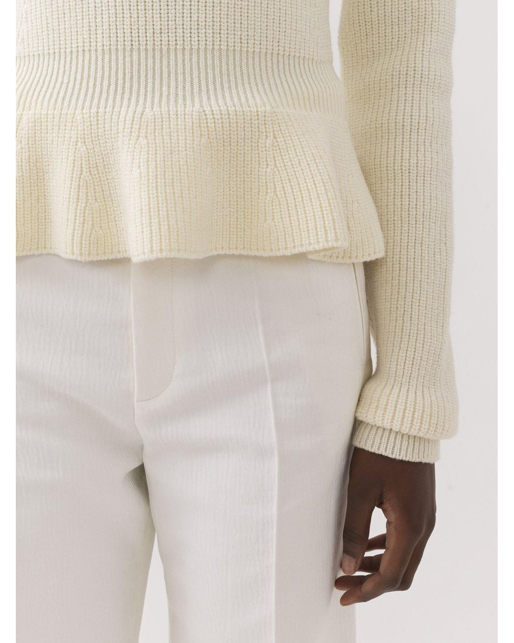 Chloé White Chloé Peplum Knitted Jumper