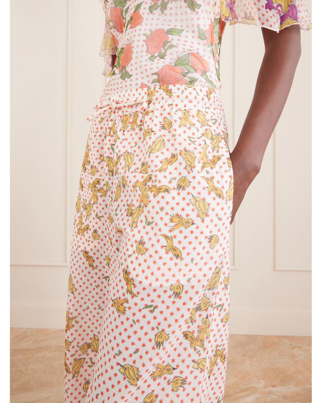 Donde Esteban Pink Wide Leg Printed Cotton Pants