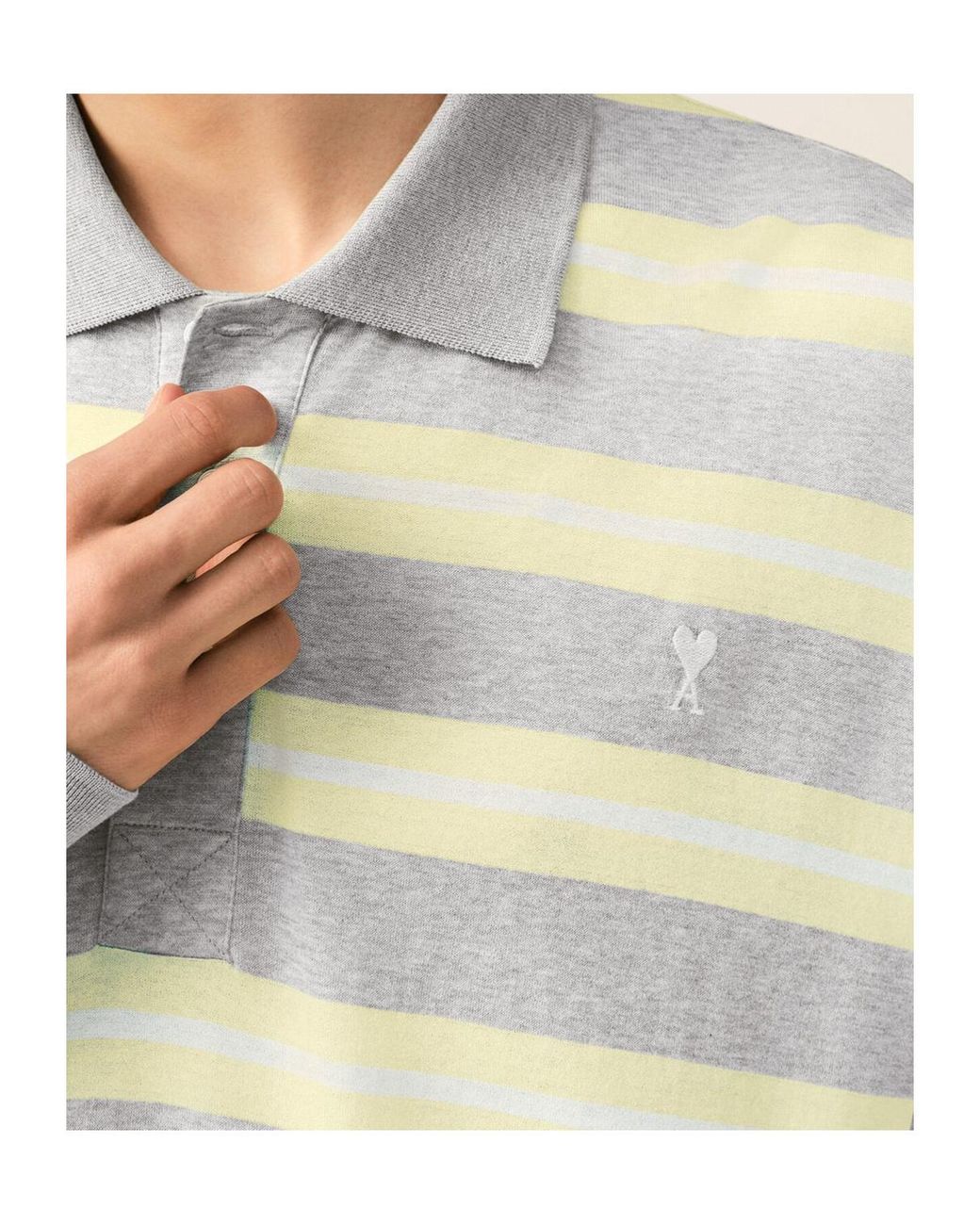 AMI White Ami Striped Polo Shirt for men