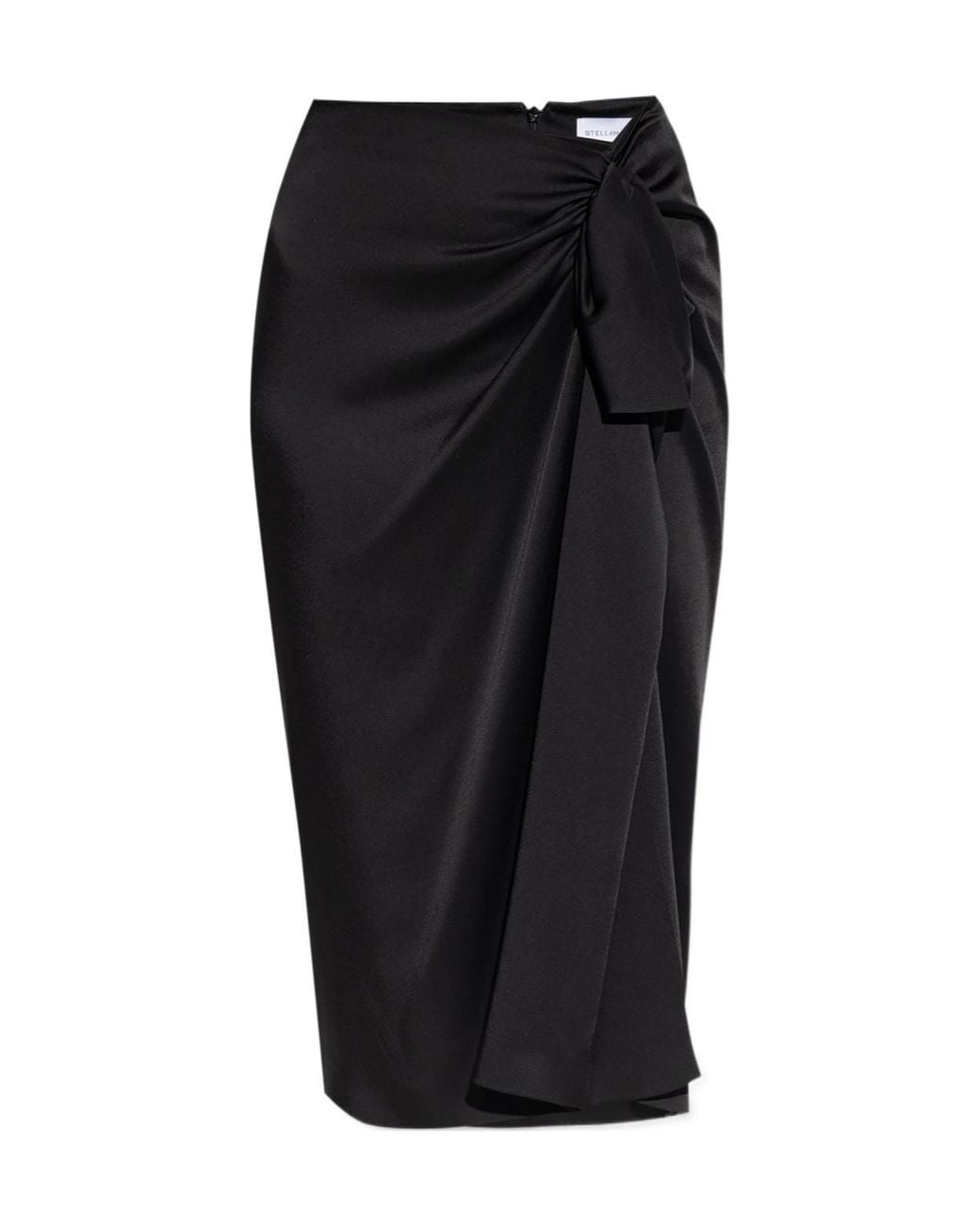 Stella McCartney Black Gathered Satin Midi Skirt