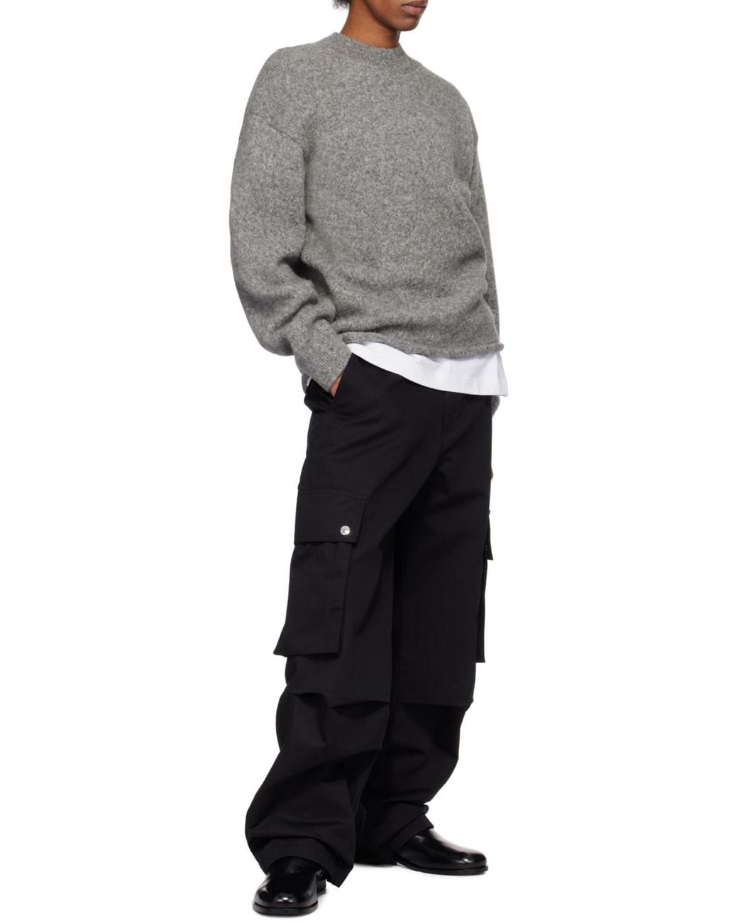 Jacquemus Gray Logo Detailed Knitted Jumper for men