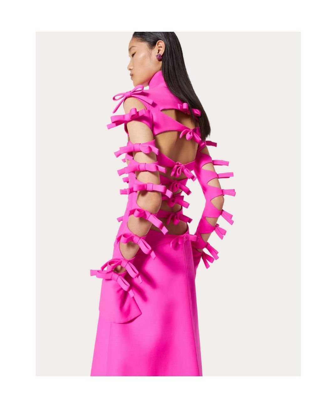 Valentino Pink Bow Detail Crepe Dress Dress
