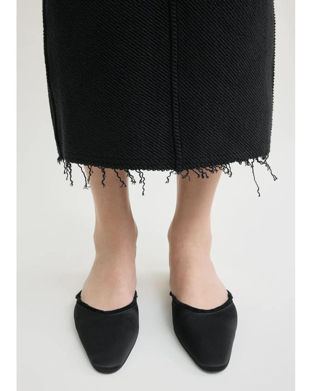 Totême Black Distressed Satin Casual Slides