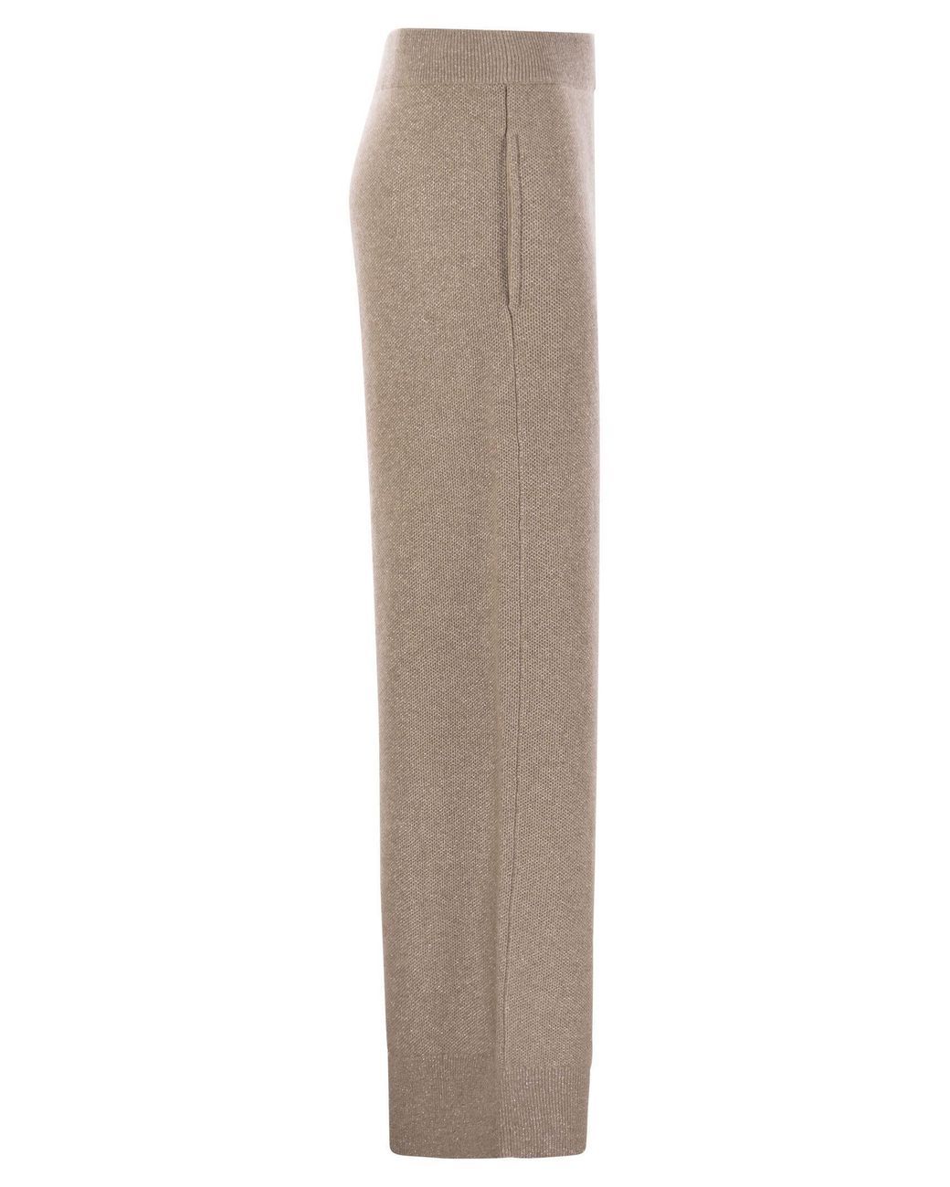 Brunello Cucinelli Gray Straight Leg Knitted Trousers