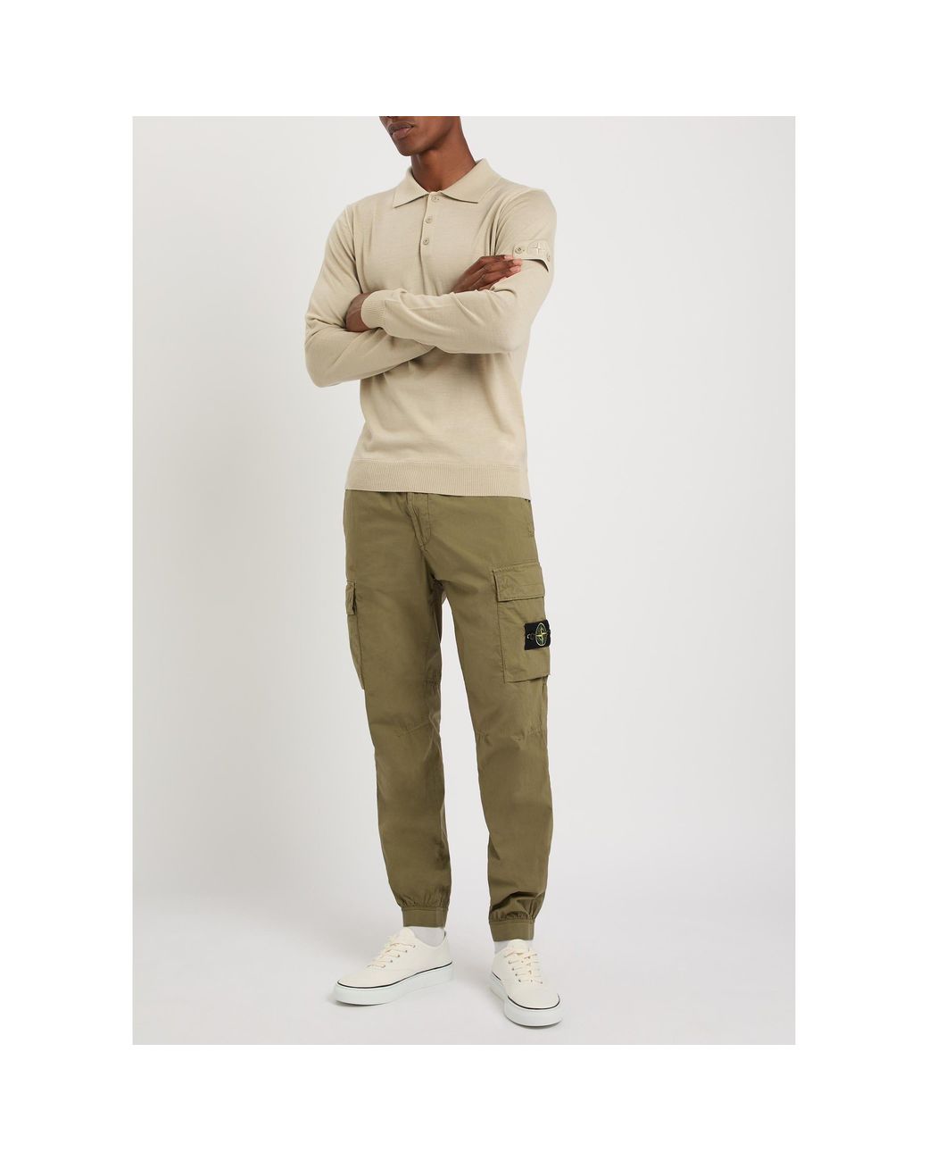 Stone Island Green Cuffed Utility Cargo Pants for men