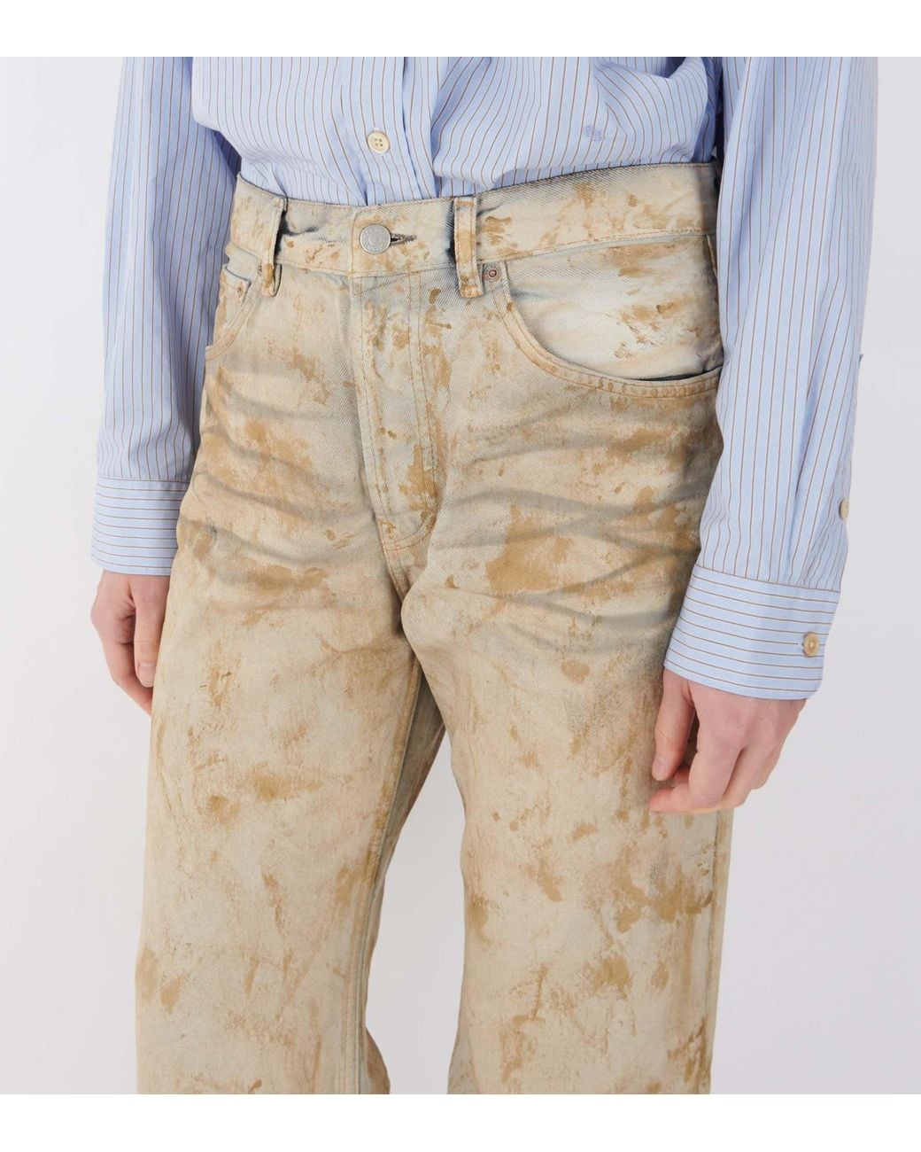 Acne Natural Patch Denim Wide-Leg Jeans