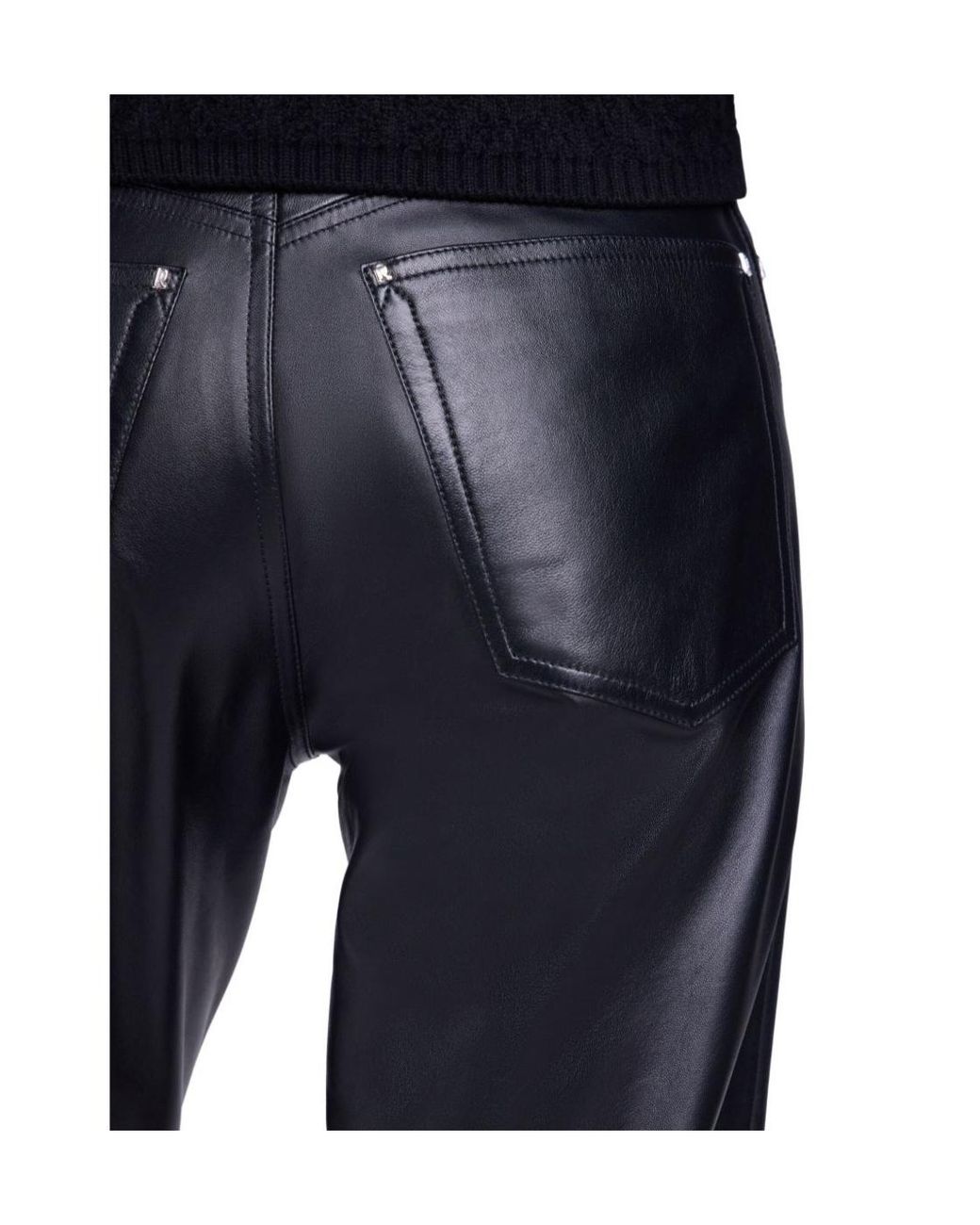 Rabanne Black Flared Leather Trousers
