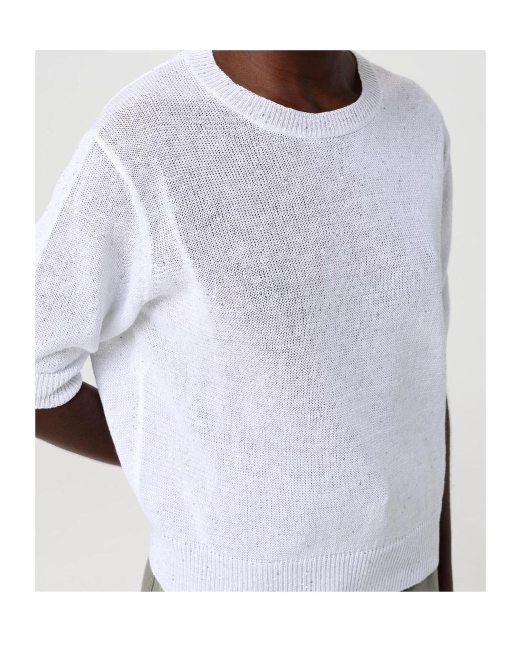 Brunello Cucinelli White Sequin Sweater