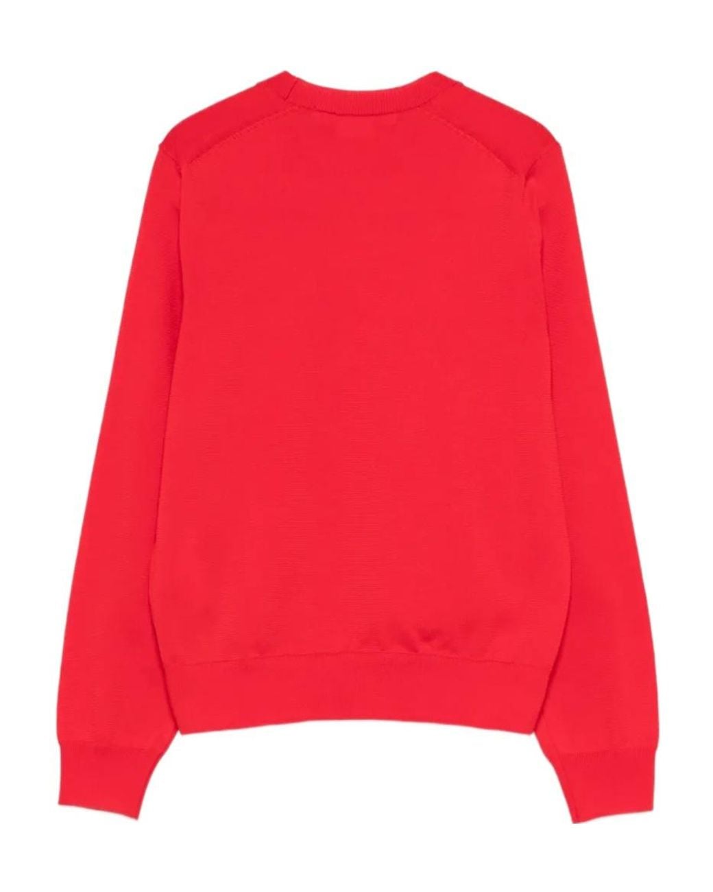 Comme des Garçons Red Ribbed Crewneck Sweater